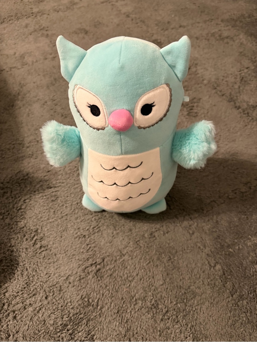 Plush Owl Soft Toy in Light Blue with Cream Squishmallow